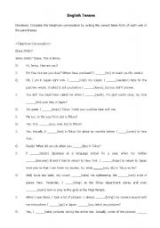 English Worksheet: English Tenses Verb Salad