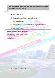 English worksheet: festivals in seoul