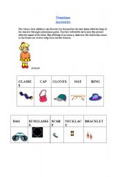 English worksheet: Dominoe (accesories for clothes)