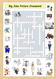 English Worksheet: Big Jobs Picture Crossword