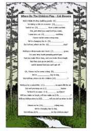 English Worksheet: where do the children play - cat stevens