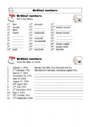 English Worksheet: Ordinal numbers