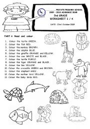 colour the animals/ numbers