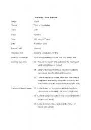 English Worksheet: lesson plan (listening)