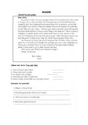 English Worksheet: reading