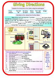 Giving Directions with Answer Key