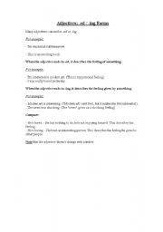 English worksheet: adjective endings ed ing