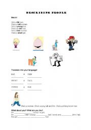 English worksheet: Describing people