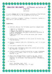 English Worksheet: English delights - different Englishes