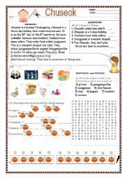 English Worksheet: Chuseok part 1