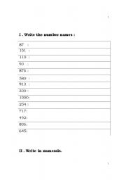 English worksheets: math revision worksheet for 2nd class