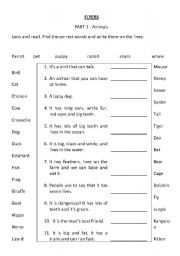 English Worksheet: Flyers - Part 1 - Animals Part vocabulary.