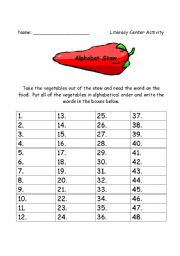 English Worksheet: Alphabet Stew