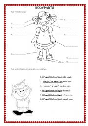 English Worksheet: Body Parts