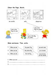 English worksheet: Beach flags