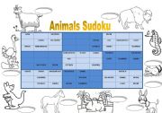 English Worksheet: Animals Sudoku 1 + key (fully editable)