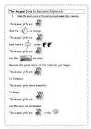 English worksheet: The Maasai Girls by Benjamin Zephaniah