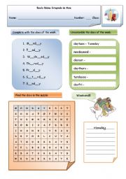 English Worksheet: Days of the week