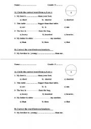 English worksheet: comparative