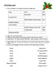 English Worksheet: Christmas Quiz