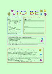 English Worksheet: TO BE 
