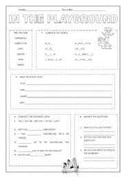 English Worksheet: In the playground