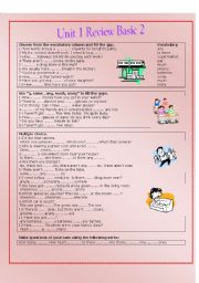 English Worksheet: Unit 1 Review Basic 2