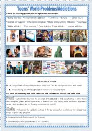 English Worksheet: TEENSWORLD- PROBLEMS AND ADDICTIONS