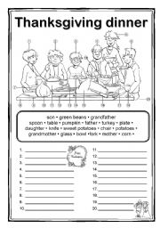 English Worksheet: Thanksgiving