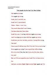English Worksheet: Ten Apples Up On Top
