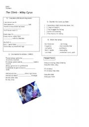 English worksheet: Miley Cyrus - The Climb