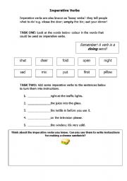 english worksheets imperative verbs