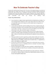 English Worksheet: teacher day