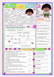 English Worksheet: Meet Marks Family - Family members - Fully editable - Intermediate