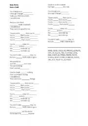 English worksheet: Song - Hot n Cold By Katy Perry