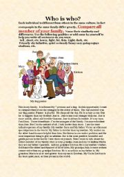 English Worksheet: comparisson of the family members