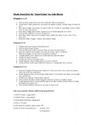 English Worksheet: Superfudge (comprehension questions)