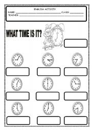 English Worksheet: WHAT TIME IS IT?