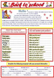 English Worksheet: Back to school ( Tamaras School)