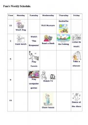 English Worksheet: A Weekly Schedule