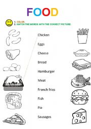 English Worksheet: food