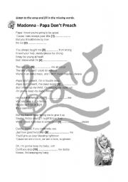 English Worksheet: Papa dont preach - Madonna