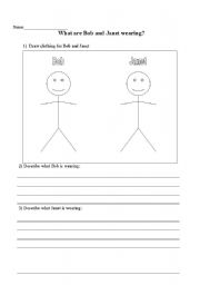 English worksheet: Clothing description Activity