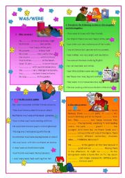 English Worksheet: TO BE : was...were