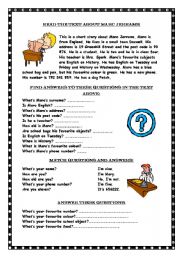 English Worksheet: Reading comprehension / Wh-questions