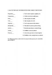 English worksheet: Parts of Speech worksheet