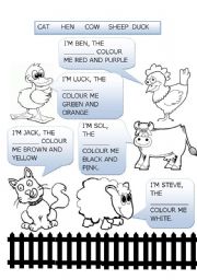 English Worksheet: coloring farm animals