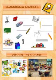 English Worksheet: classroom objects