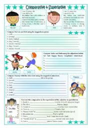 English Worksheet: Short Comparatives & Superlatives (exercises) 1, 2 syllables and irregular forms ***fully editable