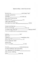 English worksheet: Backstreet Boys - Safest Place to Hid